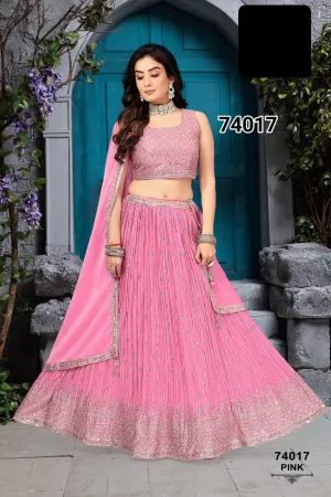 BABY PINK PRE STITCHED LEHENGA SET