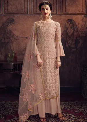 Baby Pink Zari Embroidered Pakistani Palazzo Suit