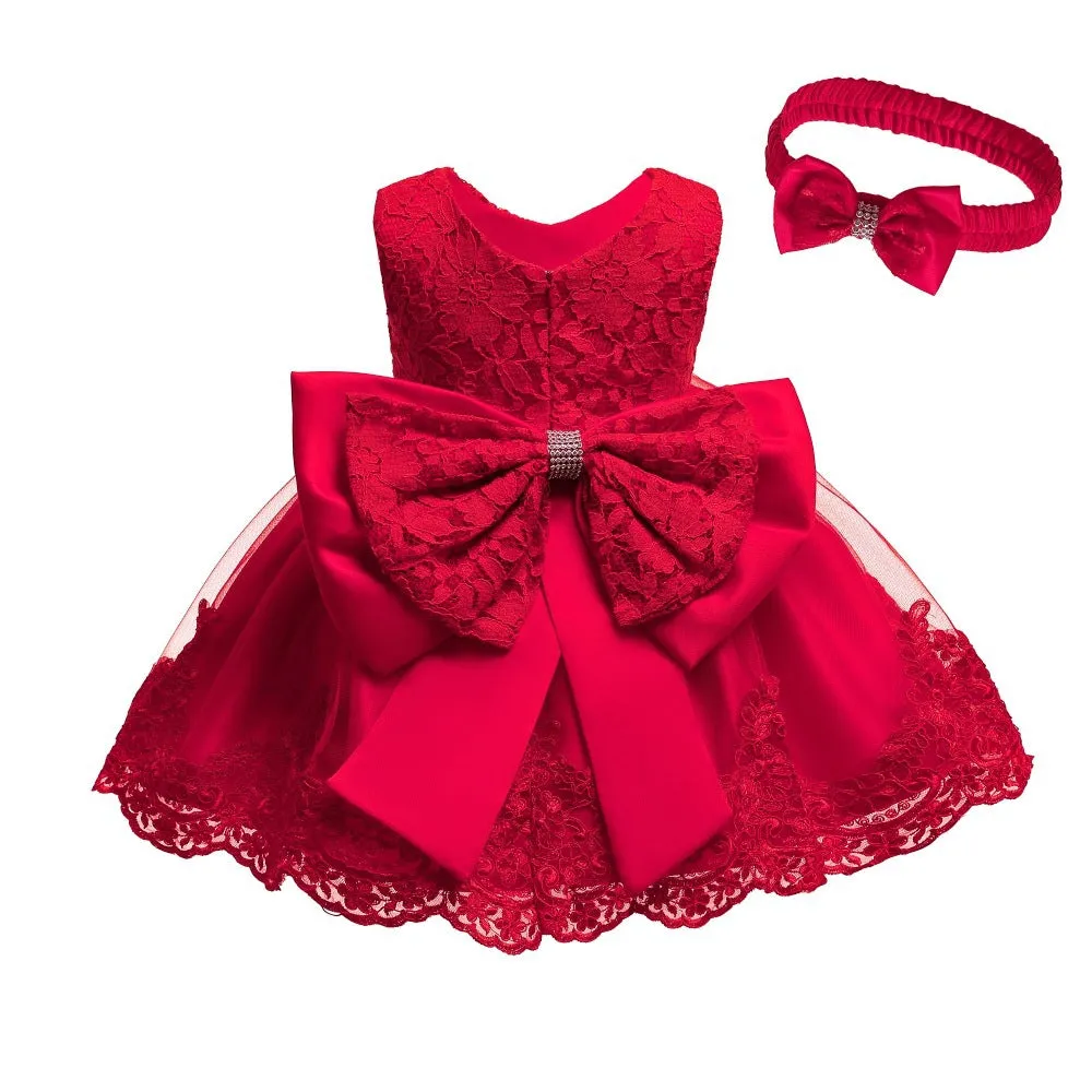 Baby Princess Dress One Year Old Celebration Dress Bow Lace Dress Baby Dresses