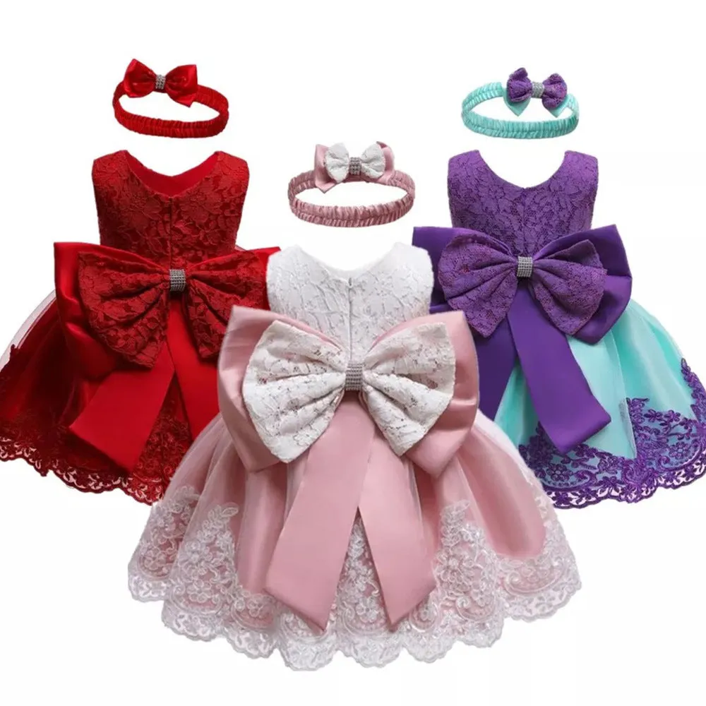 Baby Princess Dress One Year Old Celebration Dress Bow Lace Dress Baby Dresses