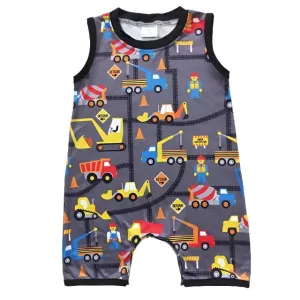 Baby Romper - Construction Vehicles Boys Jumpsuit