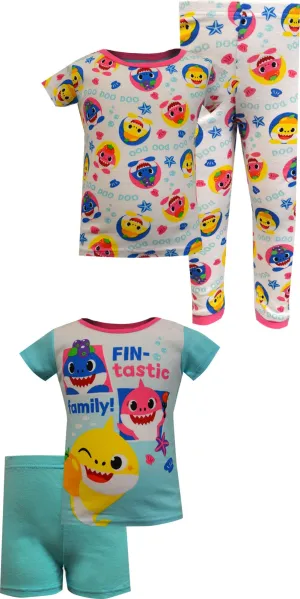 Baby Shark 4 Piece Cotton Toddler Pajamas