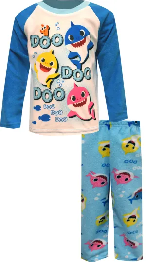 Baby Shark Doo Doo Doo Blue Fleece Toddler Pajamas