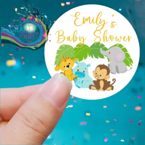 Baby Shower Jungle Babies Personalised Printed Sticker