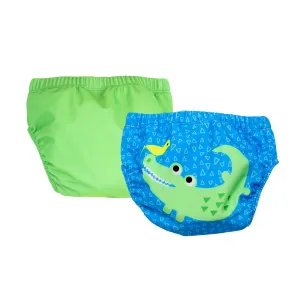 Baby-Toddler Knit Swim Diaper 2 Piece Set - Aidan the Alligator