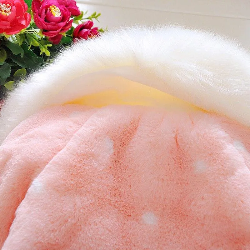 Baby Winter Warm Fleece Synthetic Fur Cloak Jacket