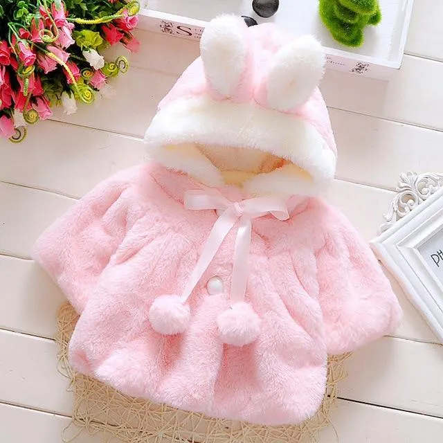 Baby Winter Warm Fleece Synthetic Fur Cloak Jacket