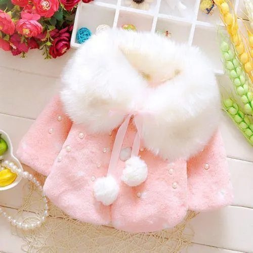 Baby Winter Warm Fleece Synthetic Fur Cloak Jacket