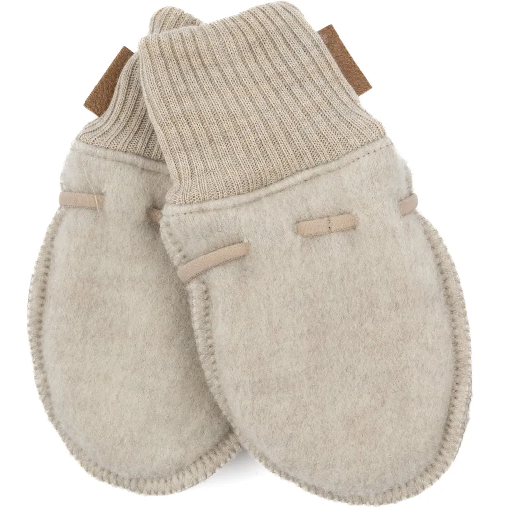 Baby Wool Mittens - Melange Offwhite