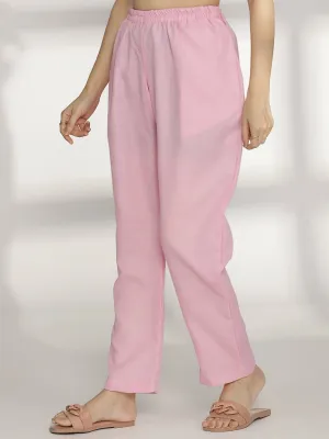 BabyPink CottonSlub Pants