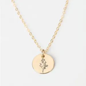 Baby's Breath Flowers Disc Necklace