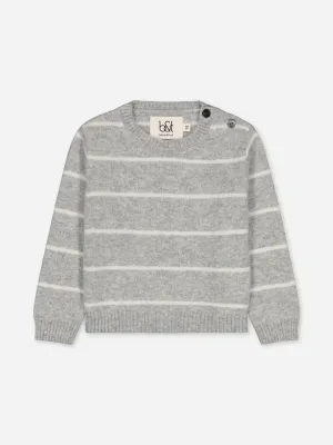 Baby's Cashmere Sweater Stripes Grey