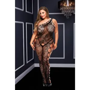 Baci Off The Shoulder Bodystocking Black