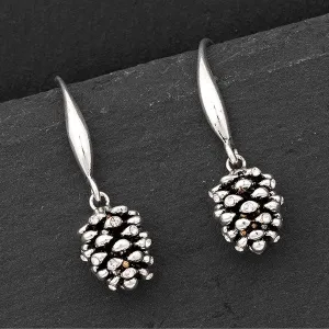 Back To Nature Pine Cone Silver Plated Earrings