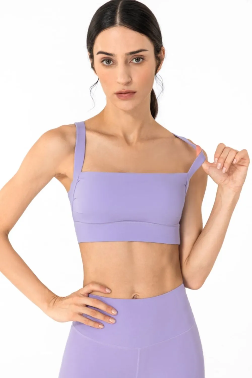 Backless Crop Top and Yoga Top Women's Open Back Pleated Detail Sports Bra KESLEY