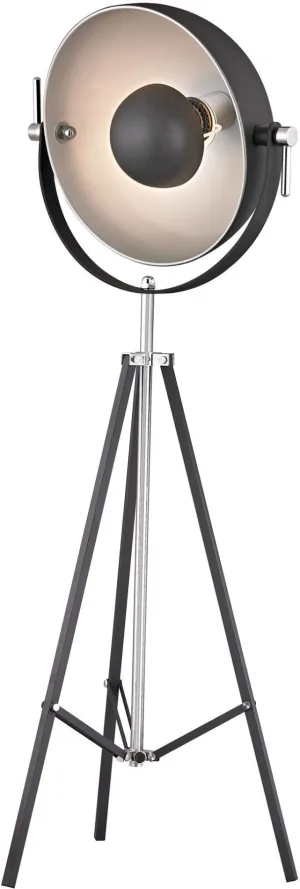 Backstage Adjustable Floor Lamp In Matte Black and Polished Nickel