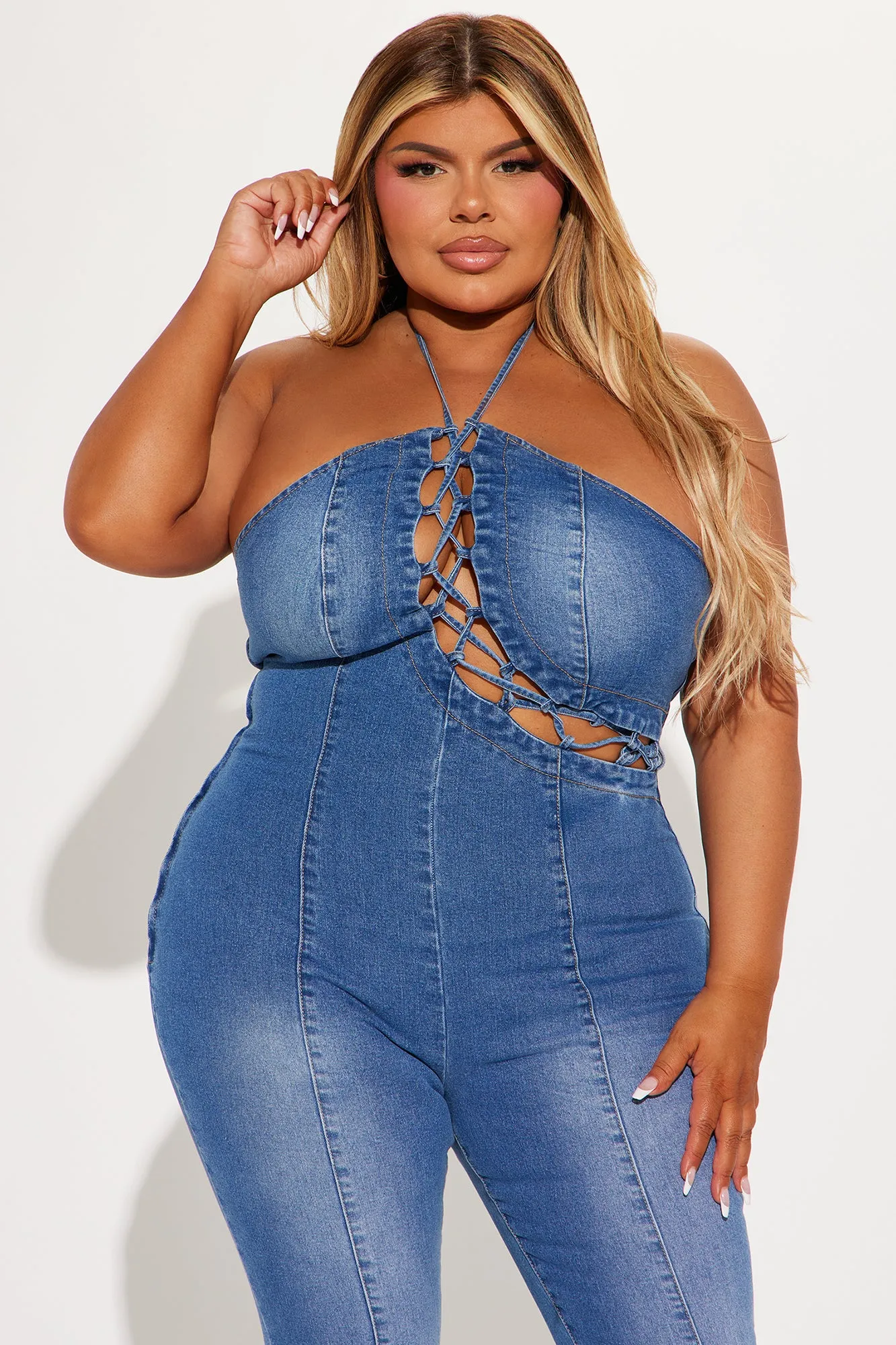 Bad Gal Denim Jumpsuit - Medium Wash