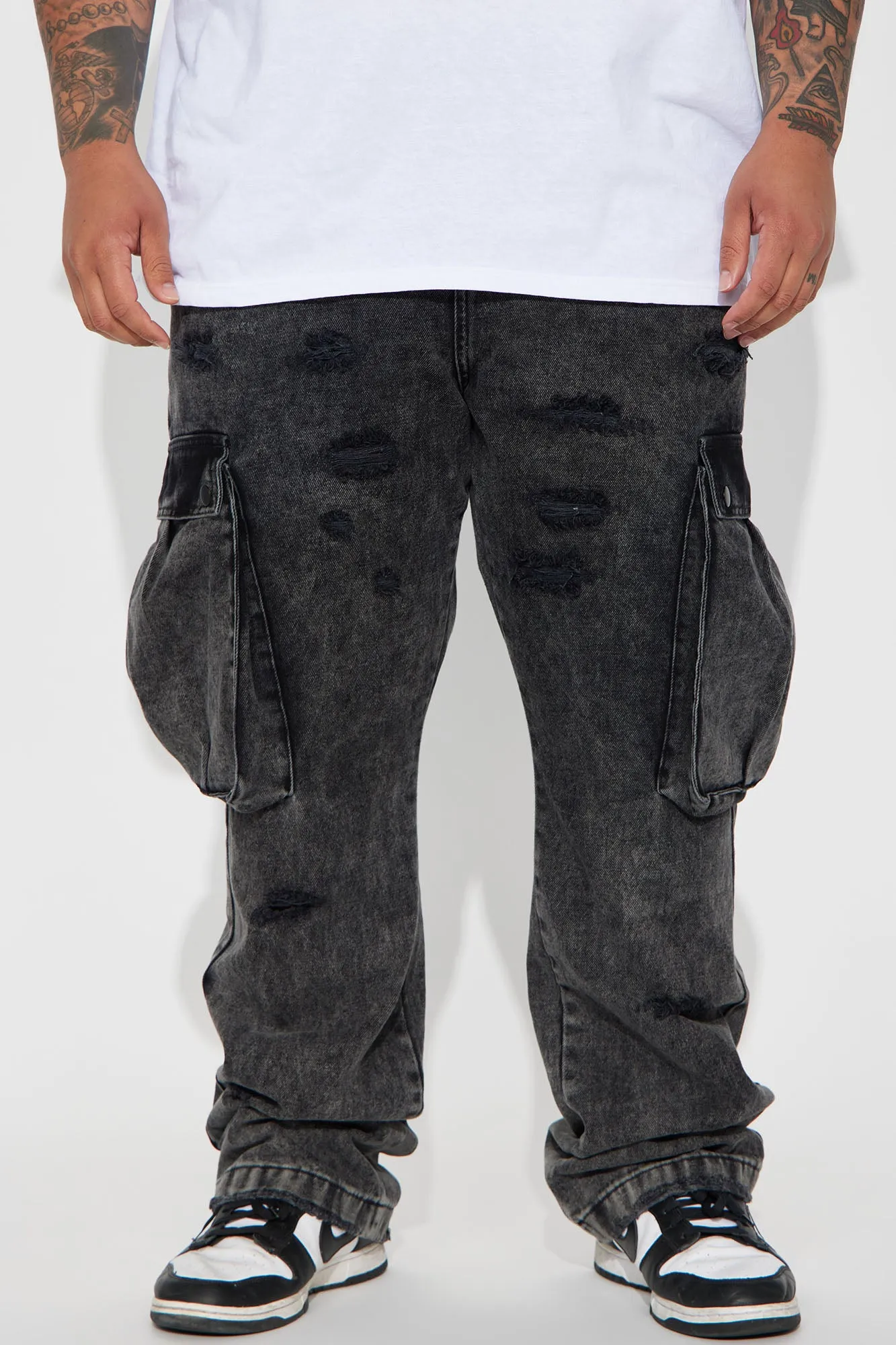 Bad Liar Distressed Stacked Slim Flare Jeans - Black Wash