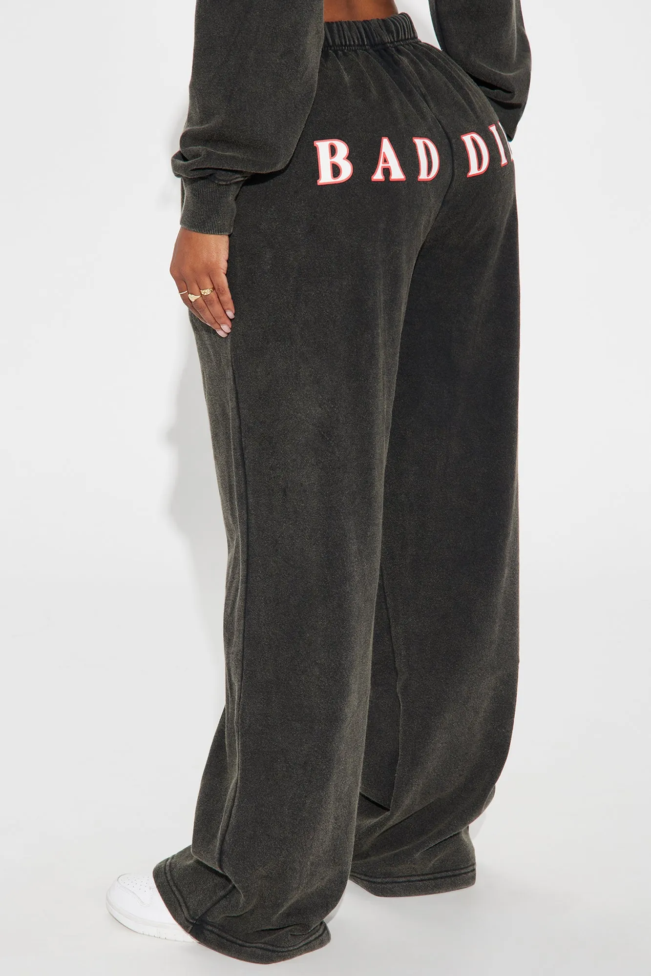 Baddie Washed Wide Leg Pant - Black Wash