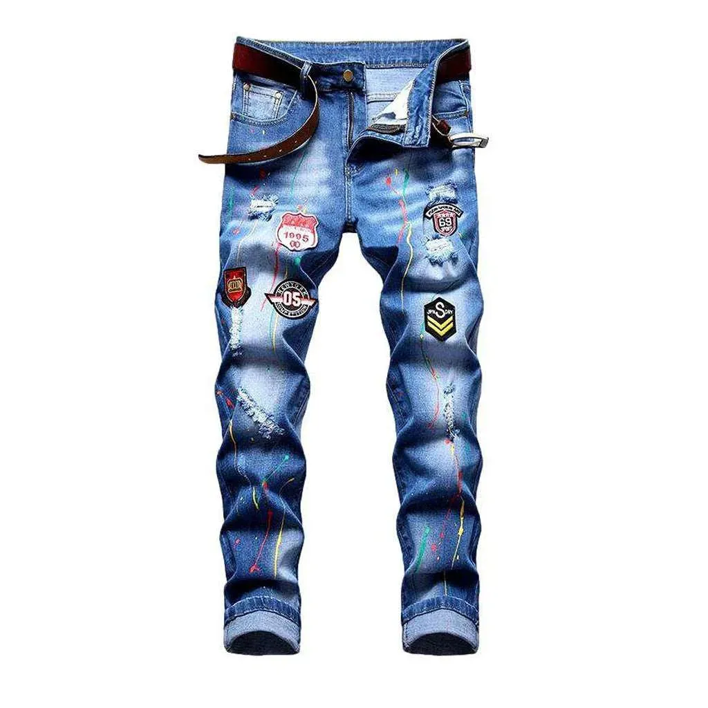 Badge embroidery jeans for men