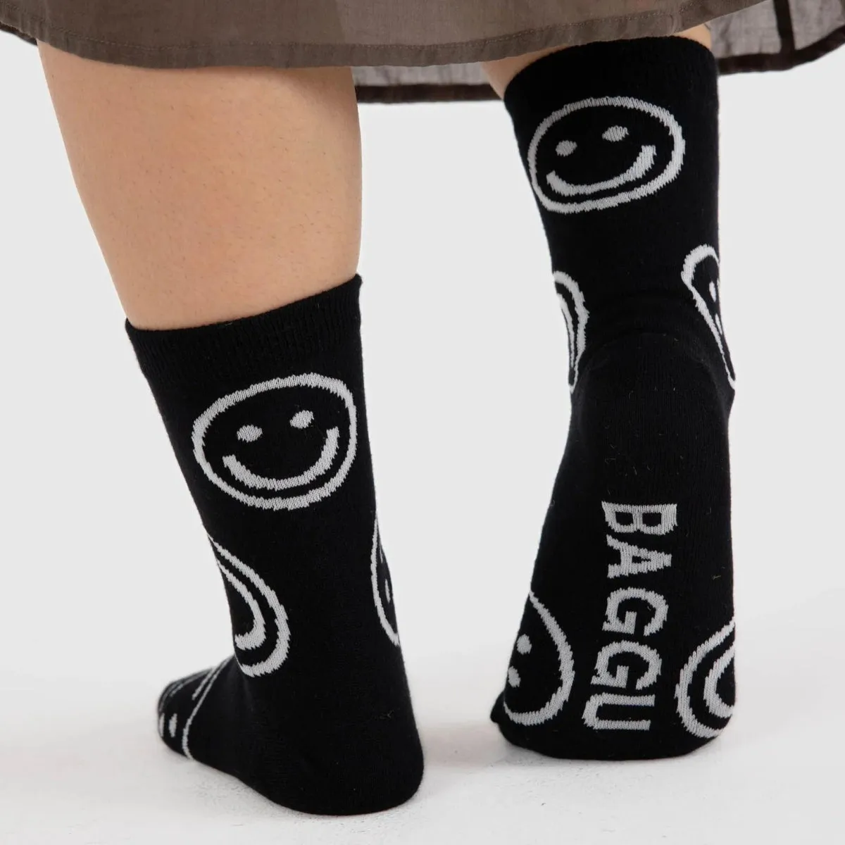 Baggu Crew Sock in Black Happy