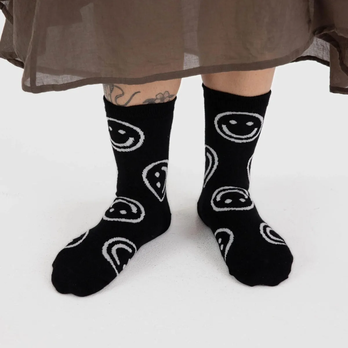 Baggu Crew Sock in Black Happy