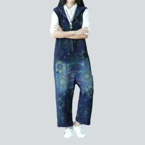 Baggy painted women's denim jumpsuit