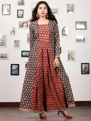 BAGRU CLASSY - Hand Block Printed Cotton Long Dress  - D171F1736