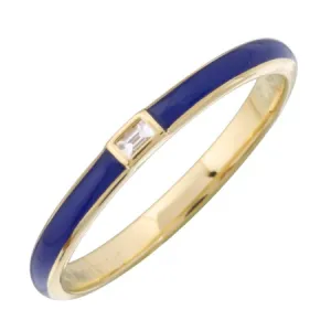 Baguette Diamond Center Enamel Stack Ring