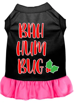 Bah Humbug Screen Print Dog Dress Black With Bright Pink Xxl