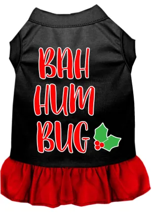 Bah Humbug Screen Print Dog Dress Black With Red Lg