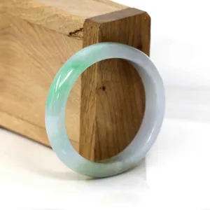 Baikalla Genuine Burmese Lavender- Forest Green Jadeite Jade Oval Bangle (54.20 mm) #347