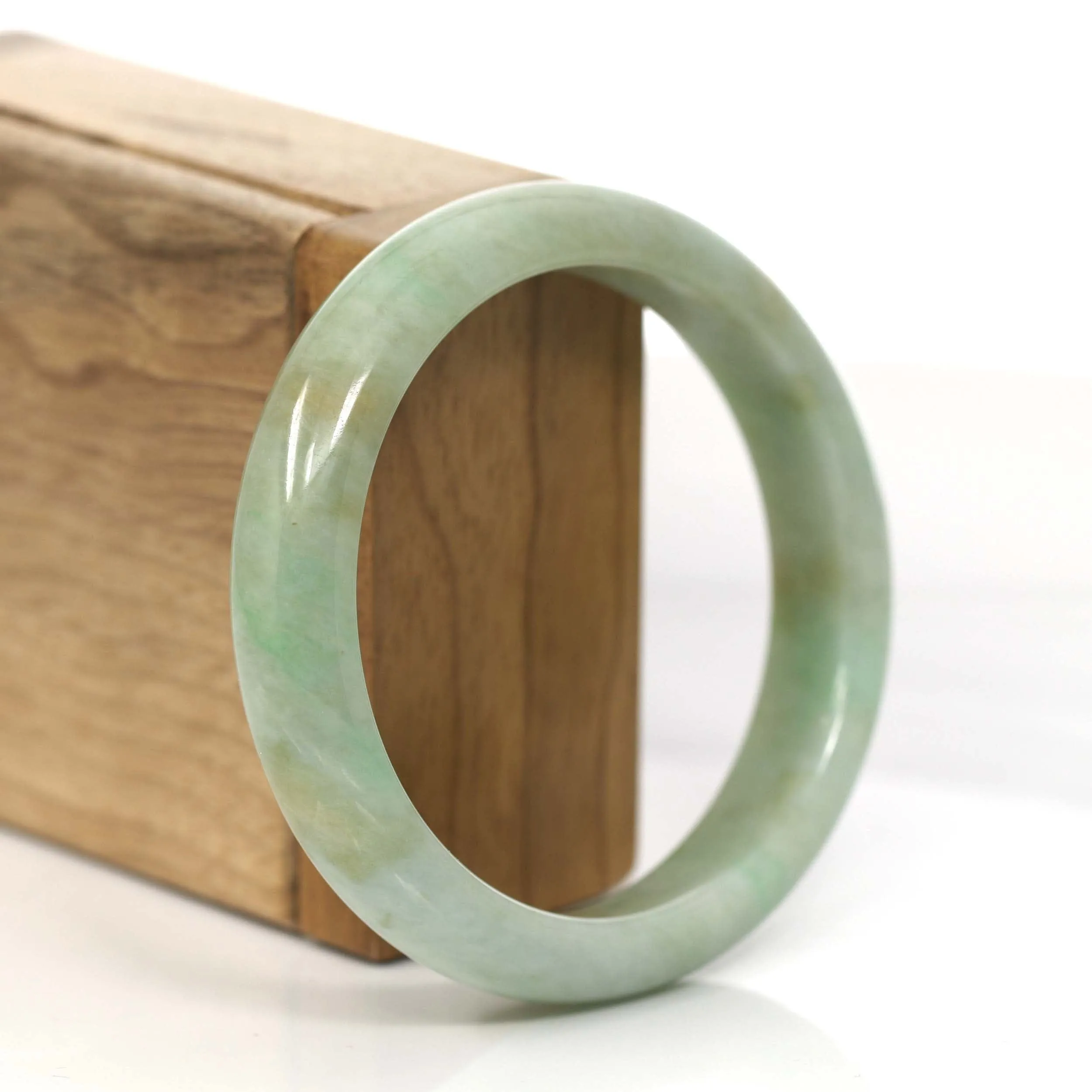 Baikalla "Classic Bangle" Yellow Green Natural Burmese Jadeite Jade Bangle (57.59 mm) #759