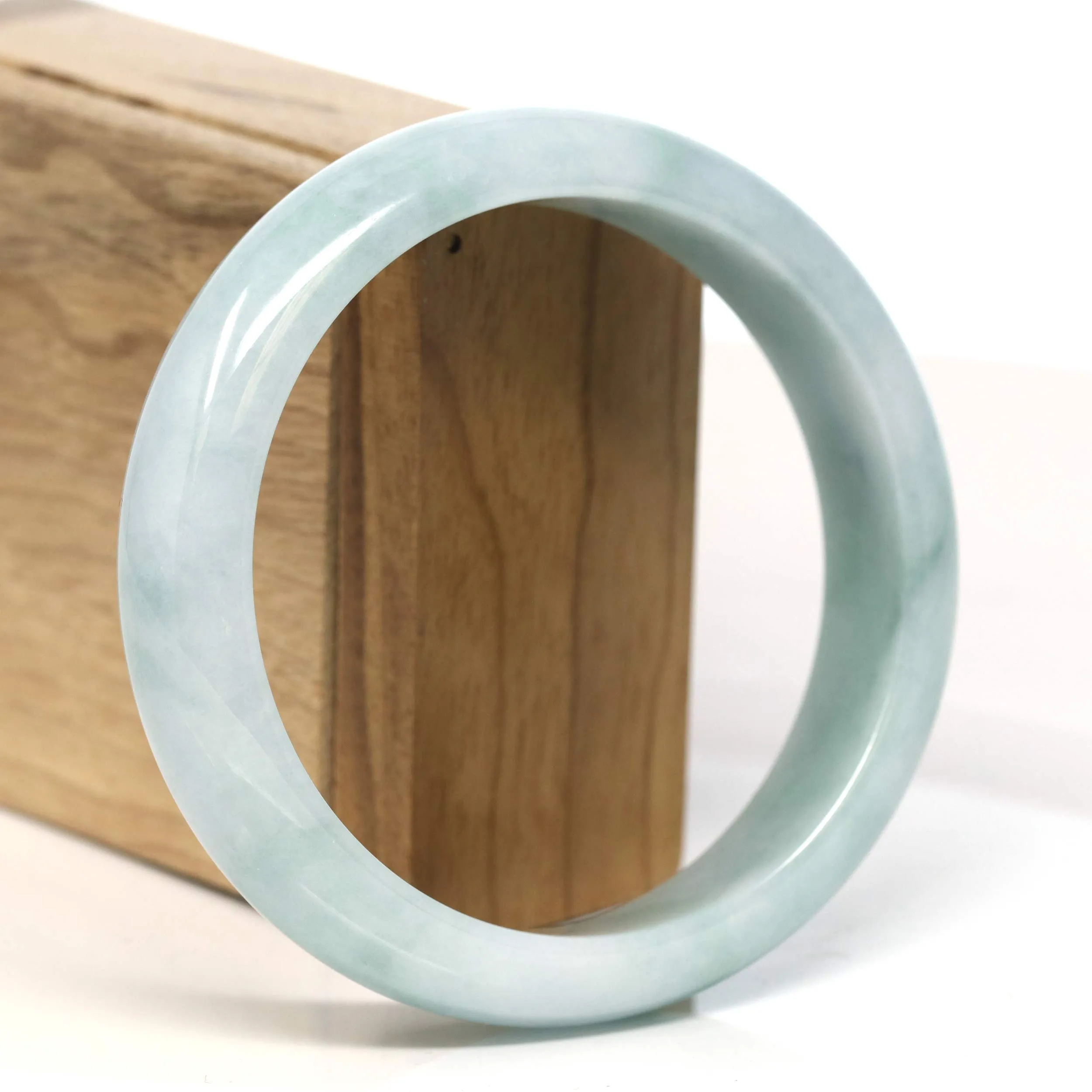 Baikalla "Half Round" Blue Green Jadeite Jade Bangle Bracelet (62.2 mm) #T437