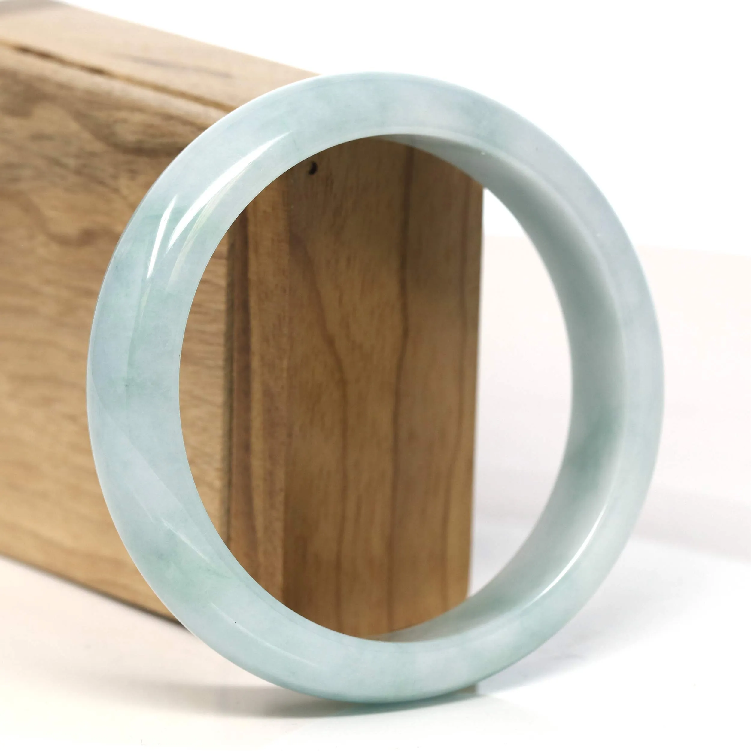 Baikalla "Half Round" Blue Green Jadeite Jade Bangle Bracelet (62.2 mm) #T437