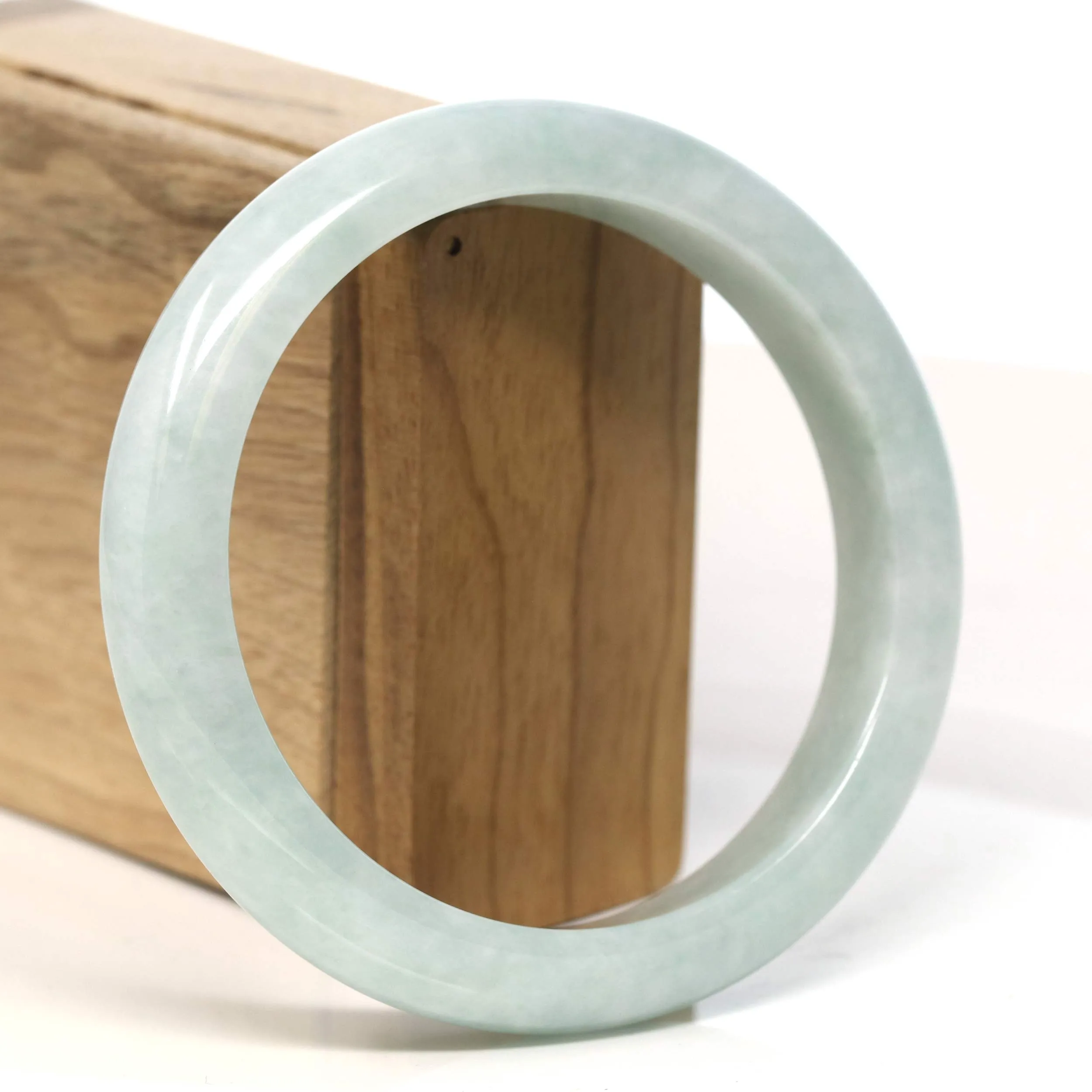 Baikalla "Half Round" Light Green Jadeite Jade Bangle Bracelet (62.23 mm) #T380