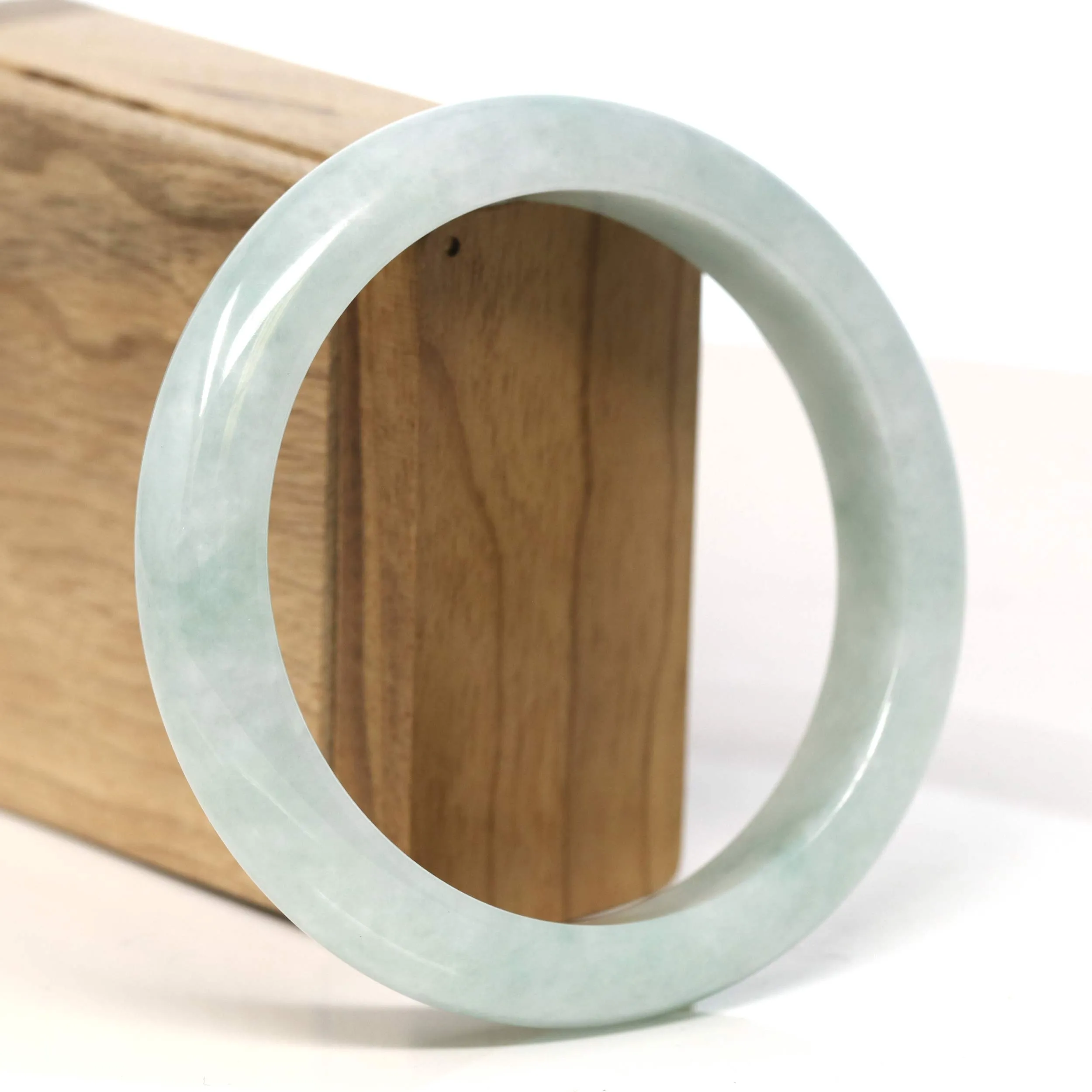 Baikalla "Half Round" Light Green Jadeite Jade Bangle Bracelet (62.23 mm) #T380