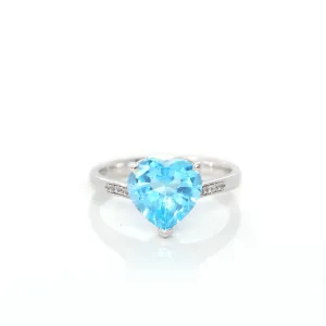 Baikalla™ Sterling Silver Sky Blue Topaz Love Heart Ring