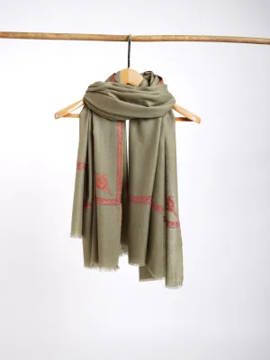 Baildar Corner Motif Hand Sozni Pashmina Shawl Fern