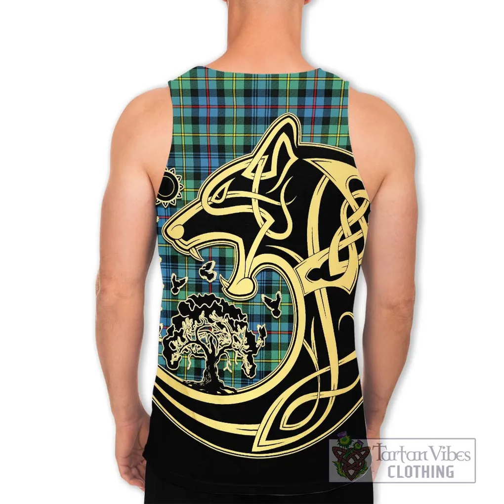 Bailey Ancient Tartan Men's Tank Top with Family Crest Celtic Wolf Style