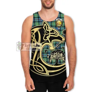 Bailey Ancient Tartan Men's Tank Top with Family Crest Celtic Wolf Style