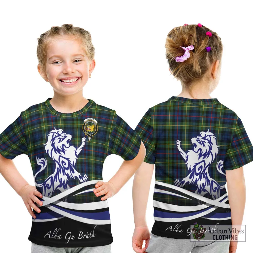 Bailey Modern Tartan Kid T-Shirt with Alba Gu Brath Regal Lion Emblem