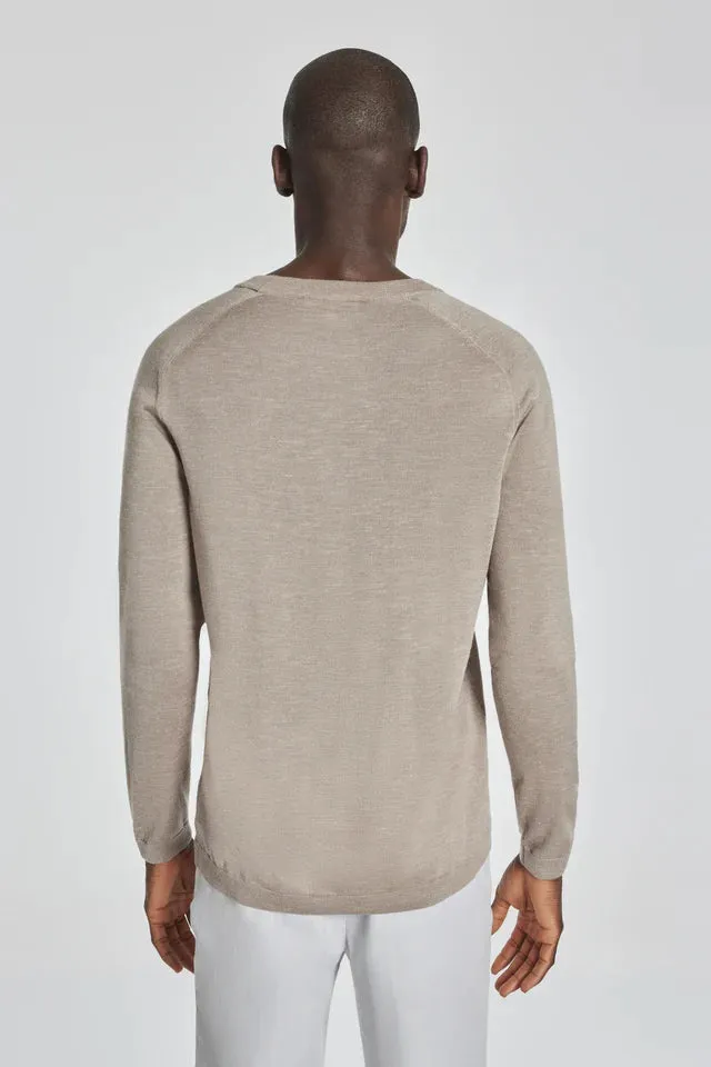 Bailey Solid Merino Wool, Silk and Linen Long Sleeve Crew