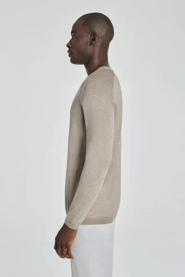 Bailey Solid Merino Wool, Silk and Linen Long Sleeve Crew