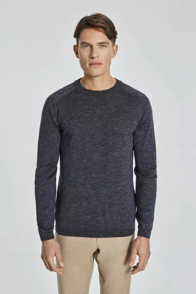 Bailey Solid Merino Wool, Silk and Linen Long Sleeve Crew