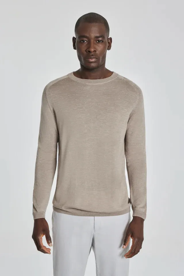 Bailey Solid Merino Wool, Silk and Linen Long Sleeve Crew