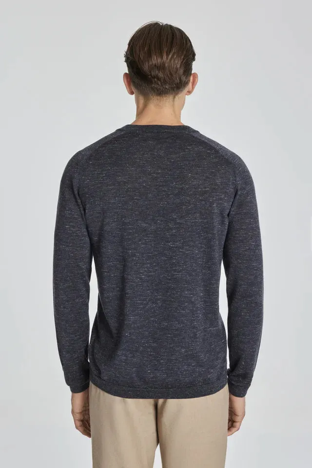 Bailey Solid Merino Wool, Silk and Linen Long Sleeve Crew