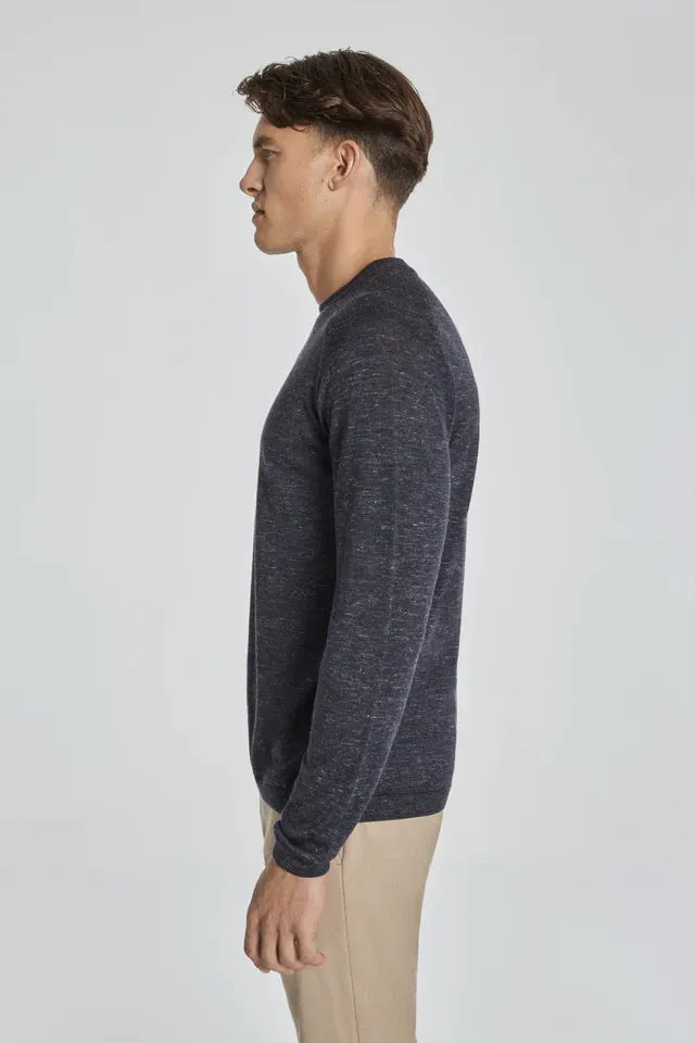 Bailey Solid Merino Wool, Silk and Linen Long Sleeve Crew