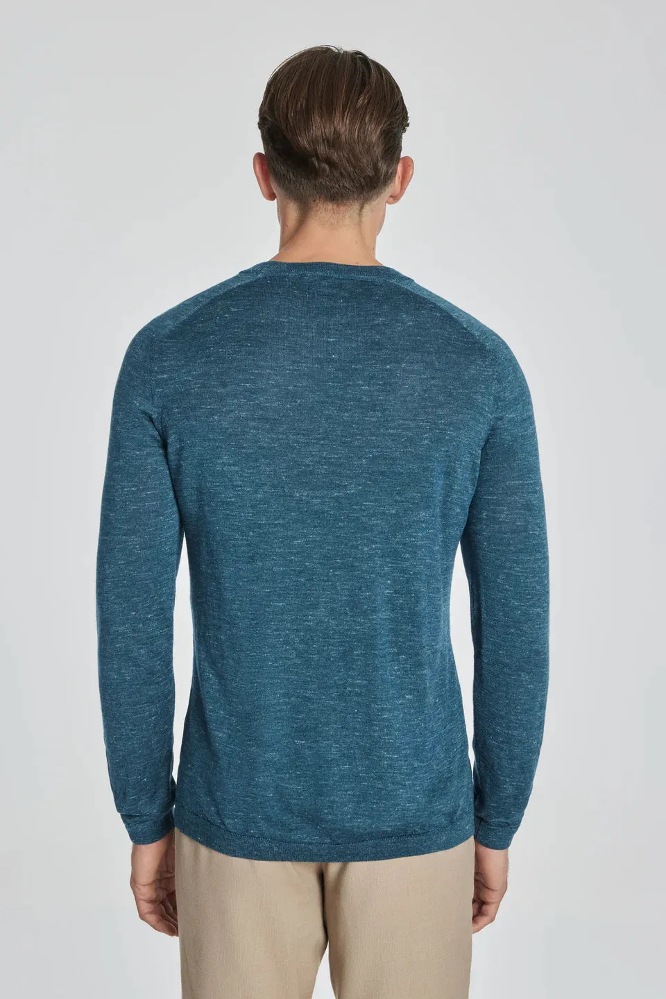 Bailey Solid Merino Wool, Silk and Linen Long Sleeve Crew