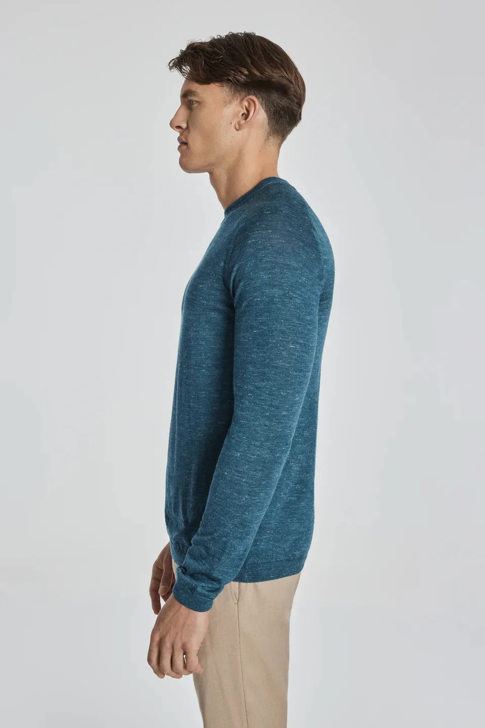 Bailey Solid Merino Wool, Silk and Linen Long Sleeve Crew